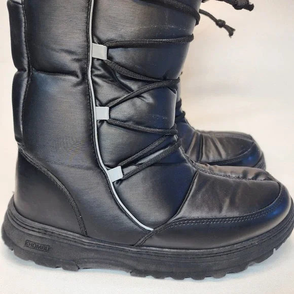 Womens Size 10 Khombu Alpine Puffer Fur Lined Snow Boots Black - Picture 2 of 9
